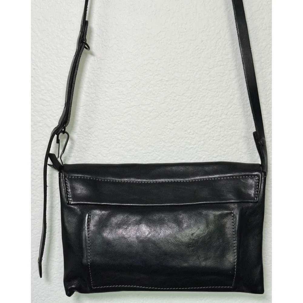 Delle Cose Poste Italia Black Leather Crossbody Italian Made Purse Dust Cover